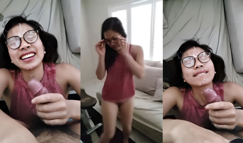สาวแว่นชอบมีน้ำแตกใส่หน้า