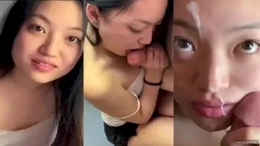 경제학 학생 Thuy Lien의 얼굴 전체에 사정